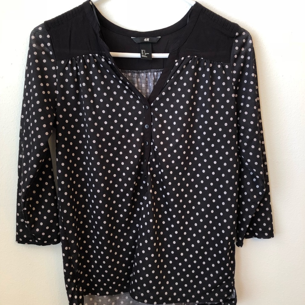 H&M Black Polka Dot Blouse